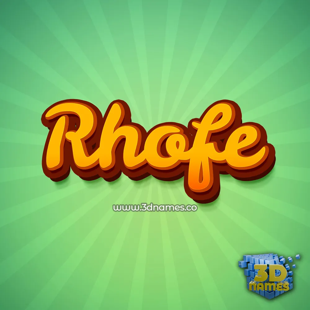 rhofe in Green Rays style - 3D name wallpaper