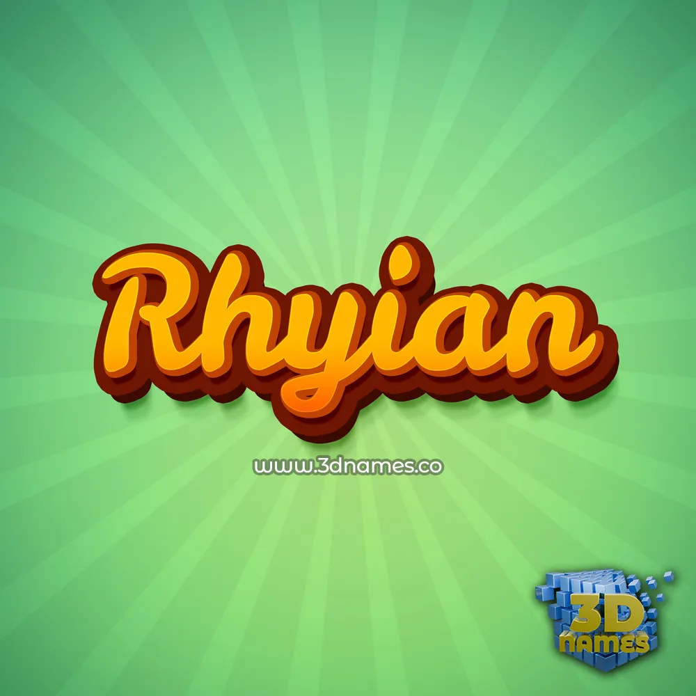 rhyian in Green Rays style - 3D name wallpaper