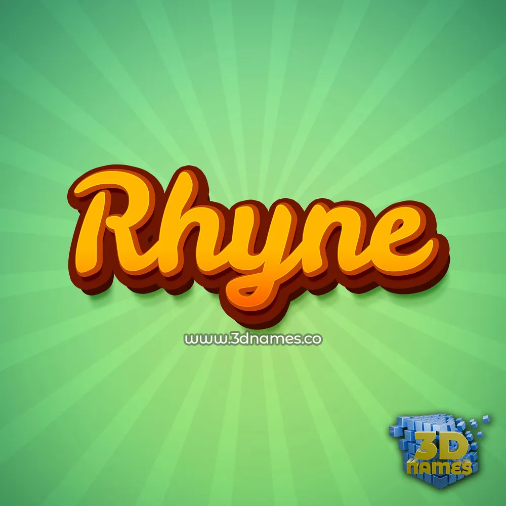 rhyne in Green Rays style - 3D name wallpaper