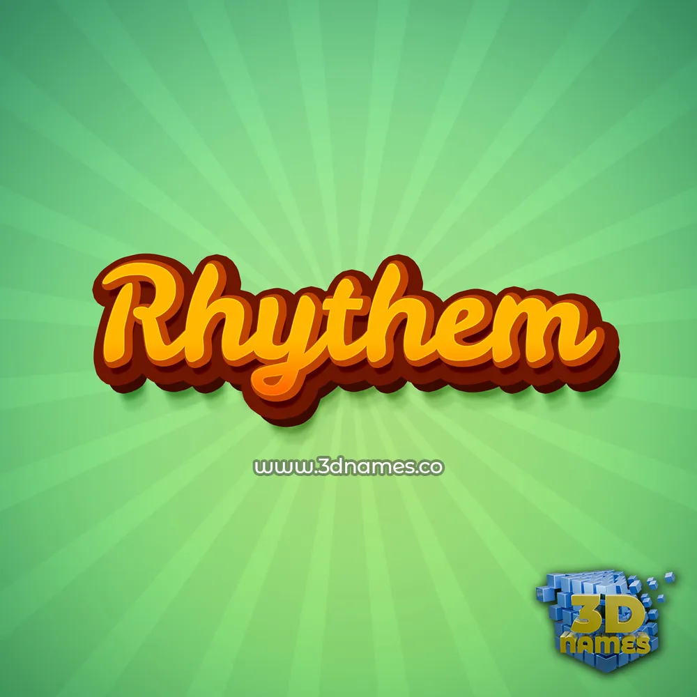 rhythem in Green Rays style - 3D name wallpaper