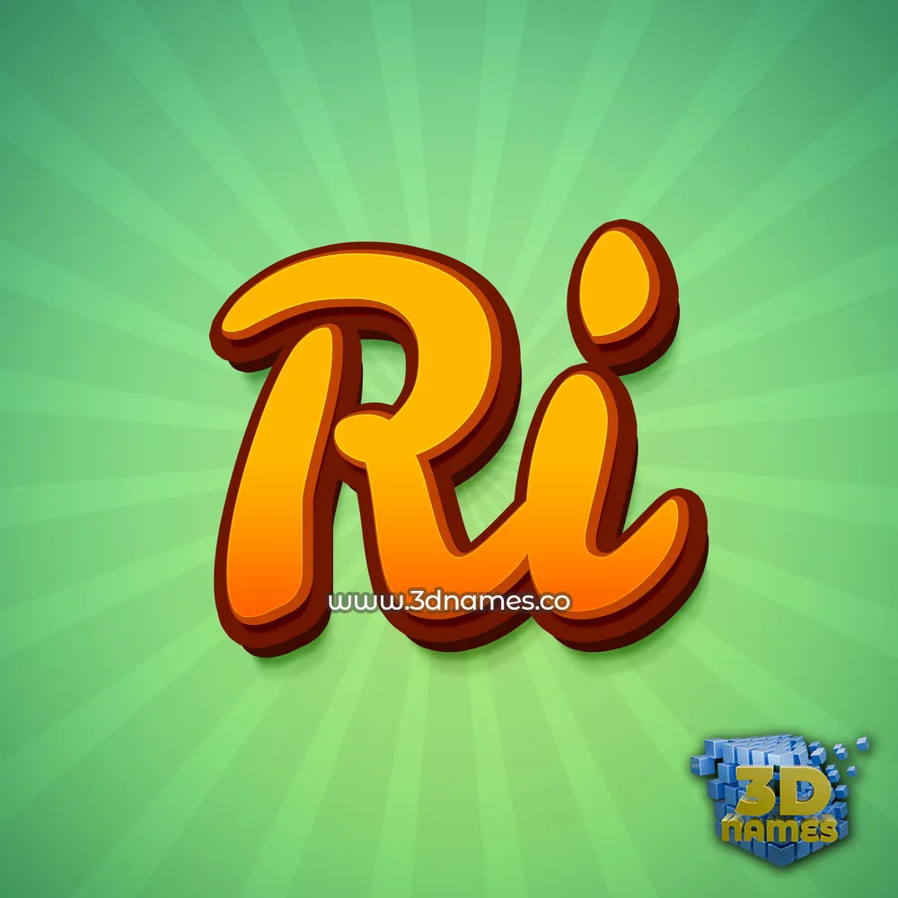 ri in Green Rays style - 3D name wallpaper