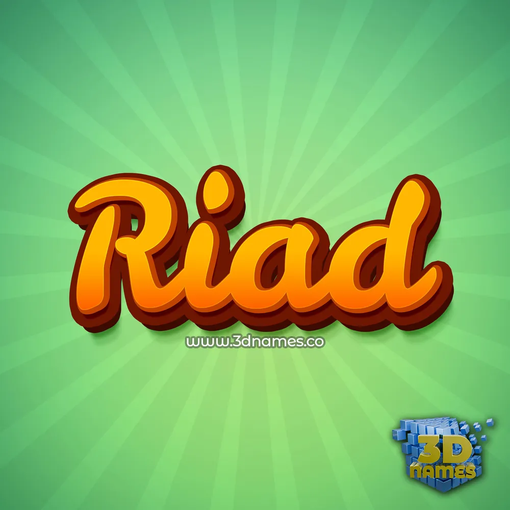 riad in Green Rays style - 3D name wallpaper