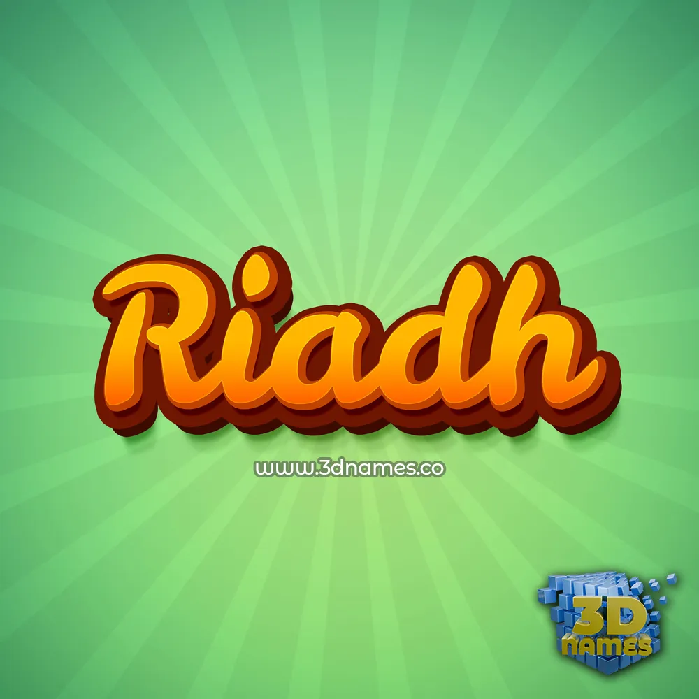 riadh in Green Rays style - 3D name wallpaper