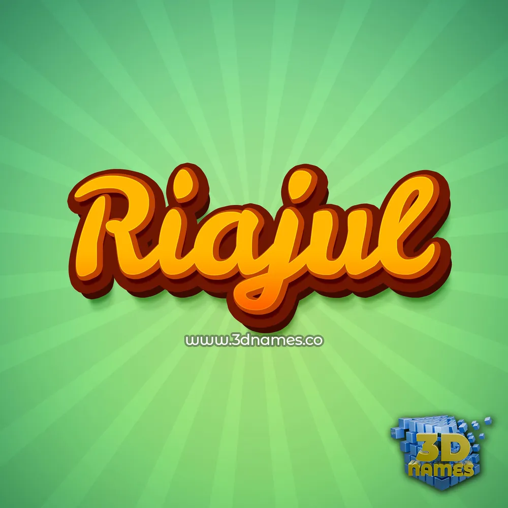 riajul in Green Rays style - 3D name wallpaper