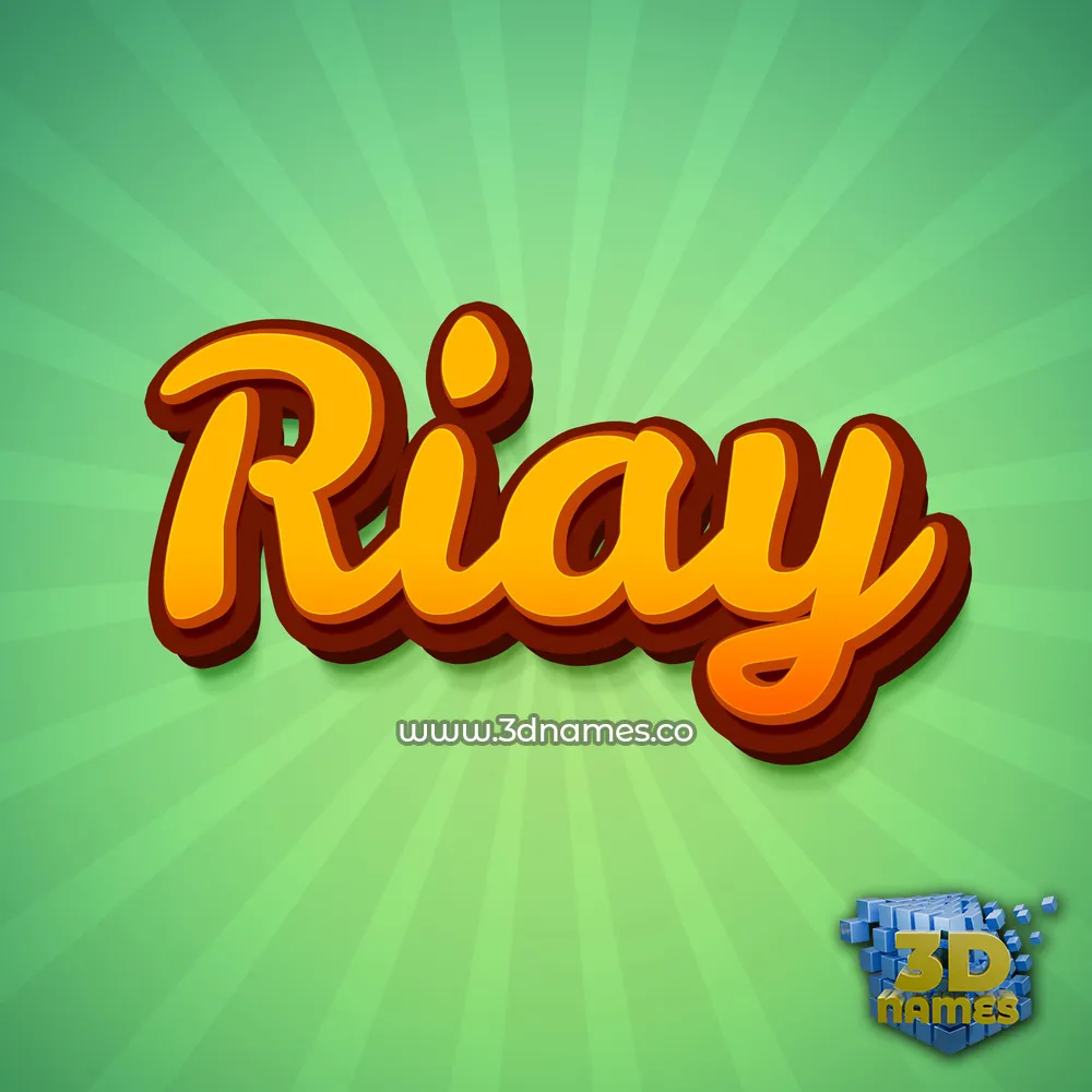 riay in Green Rays style - 3D name wallpaper