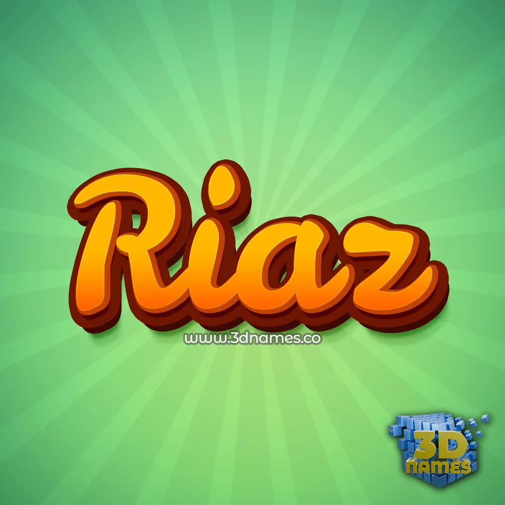riaz in Green Rays style - 3D name wallpaper