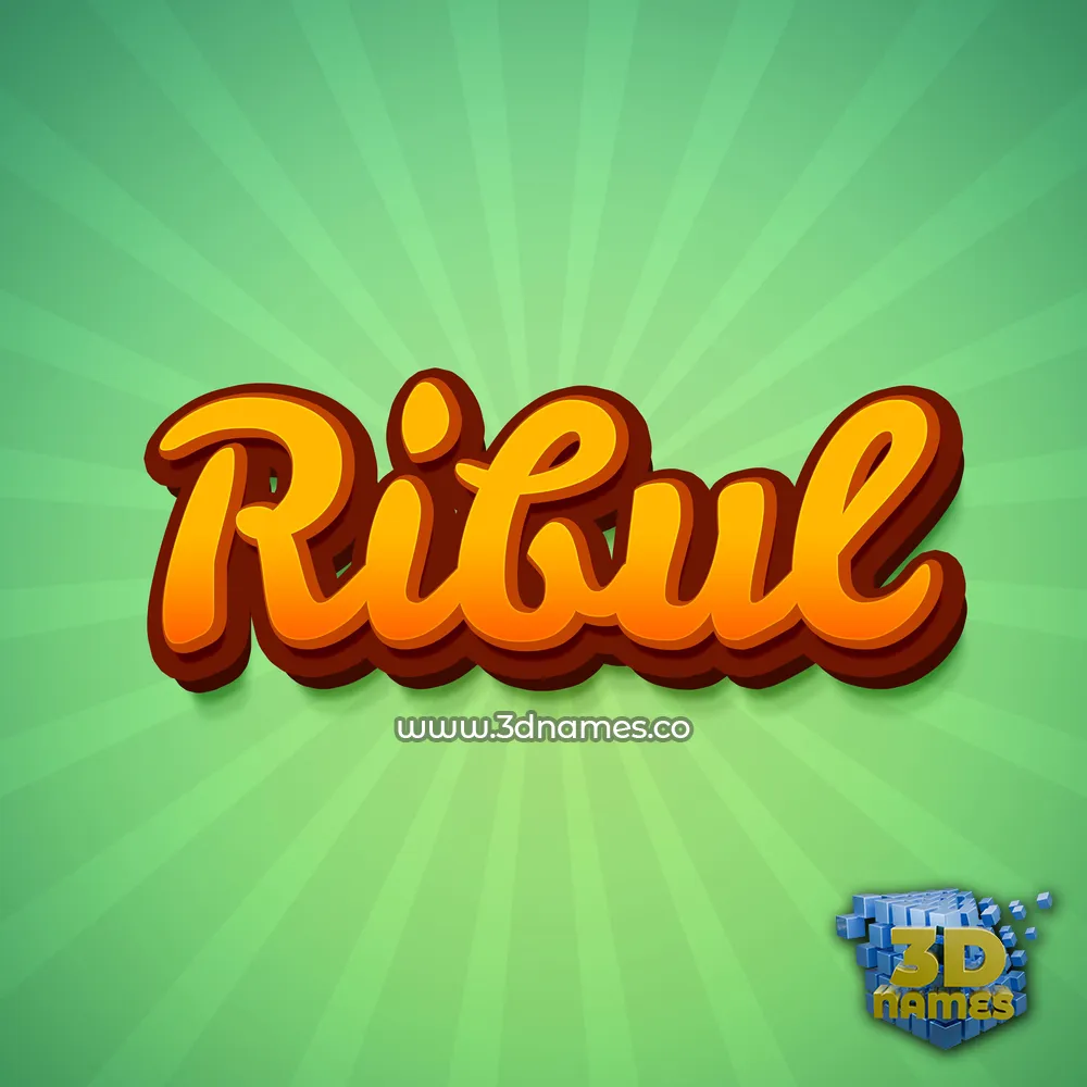 ribul in Green Rays style - 3D name wallpaper