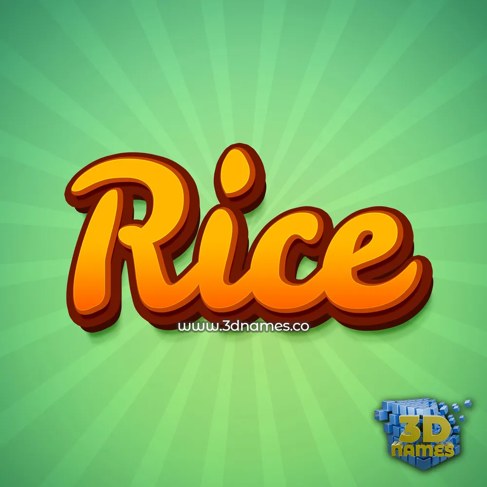 rice in Green Rays style - 3D name wallpaper