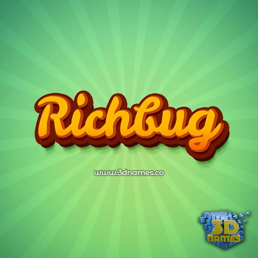richbug in Green Rays style - 3D name wallpaper