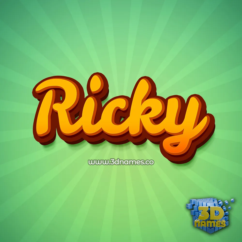 ricky in Green Rays style - 3D name wallpaper