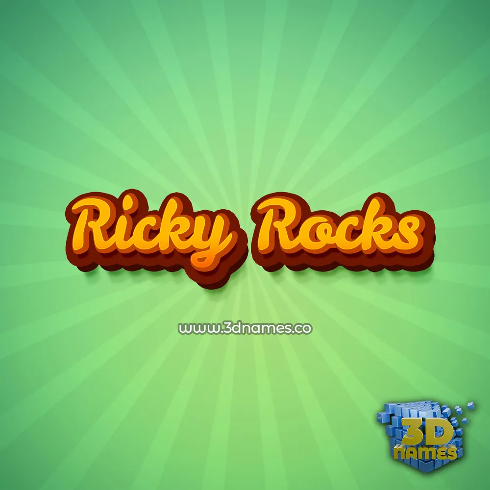 ricky rocks in Green Rays style - 3D name wallpaper