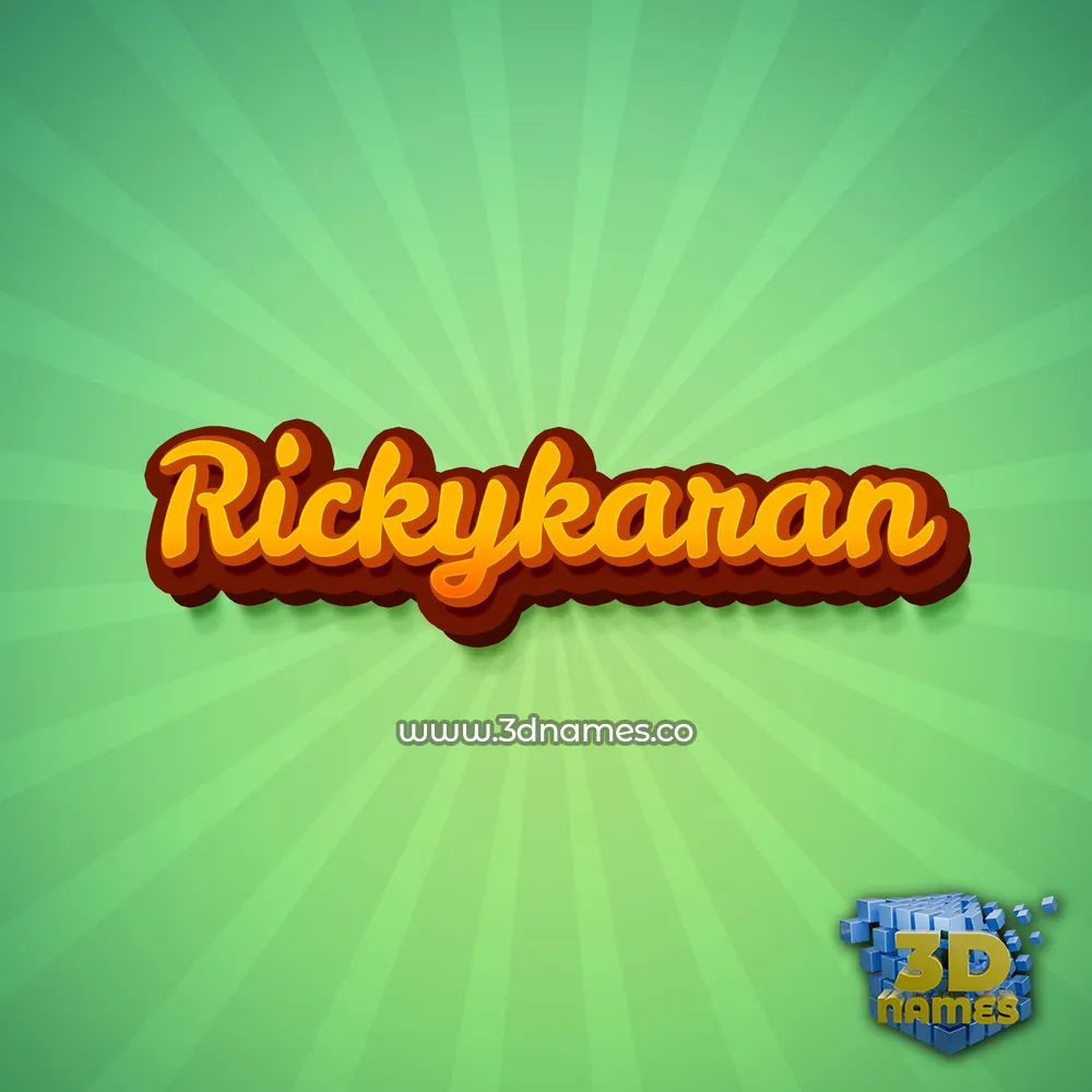 rickykaran in Green Rays style - 3D name wallpaper