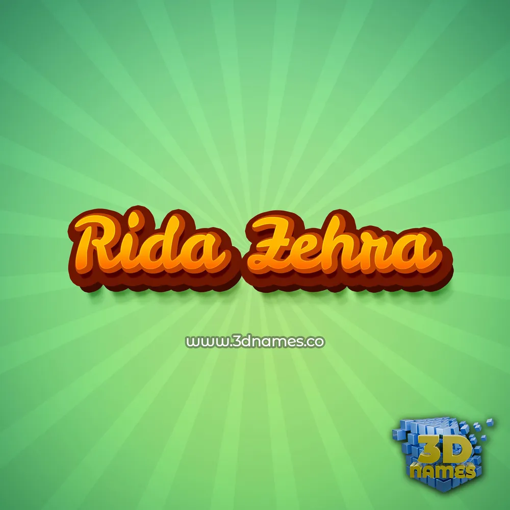 rida zehra in Green Rays style - 3D name wallpaper