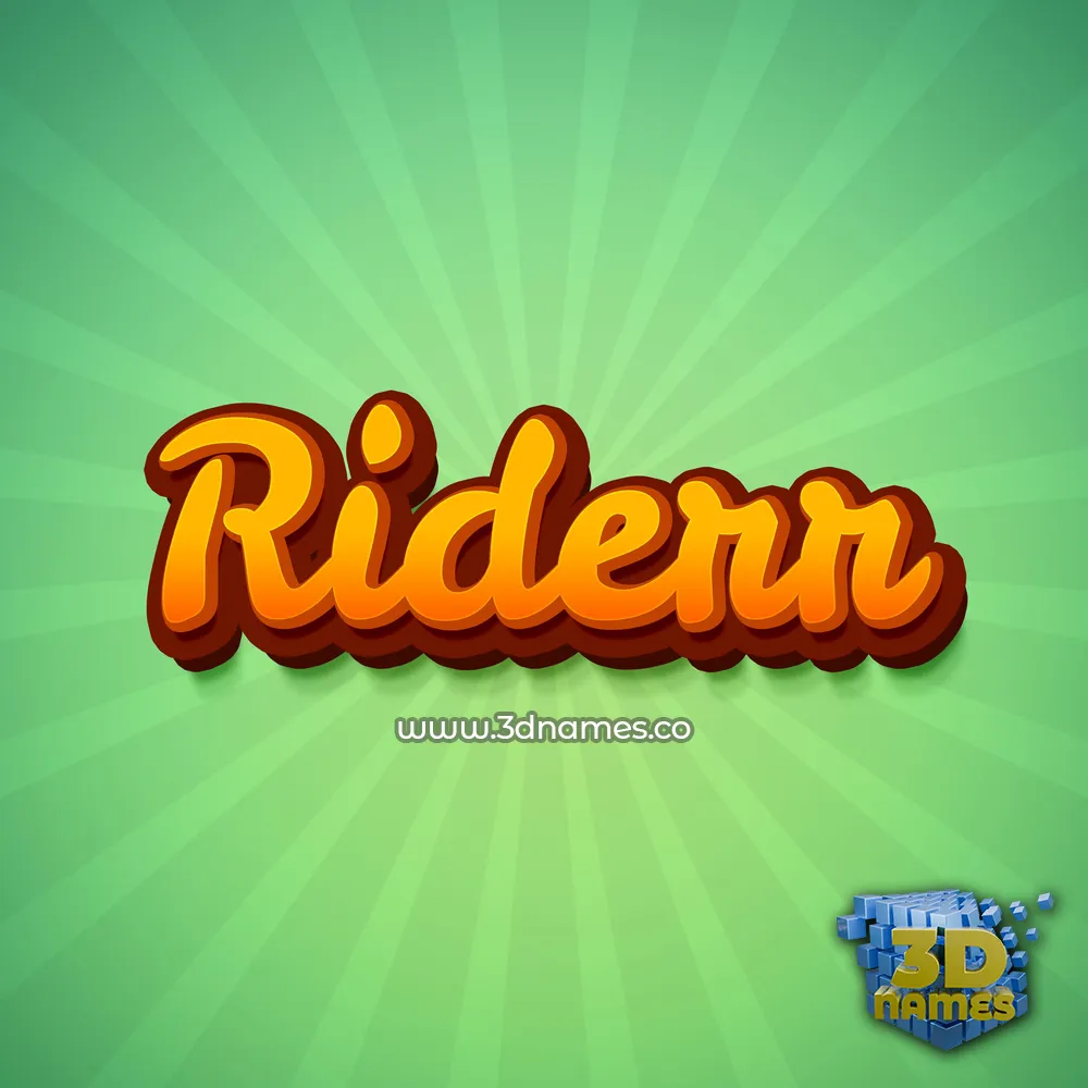 riderr in Green Rays style - 3D name wallpaper