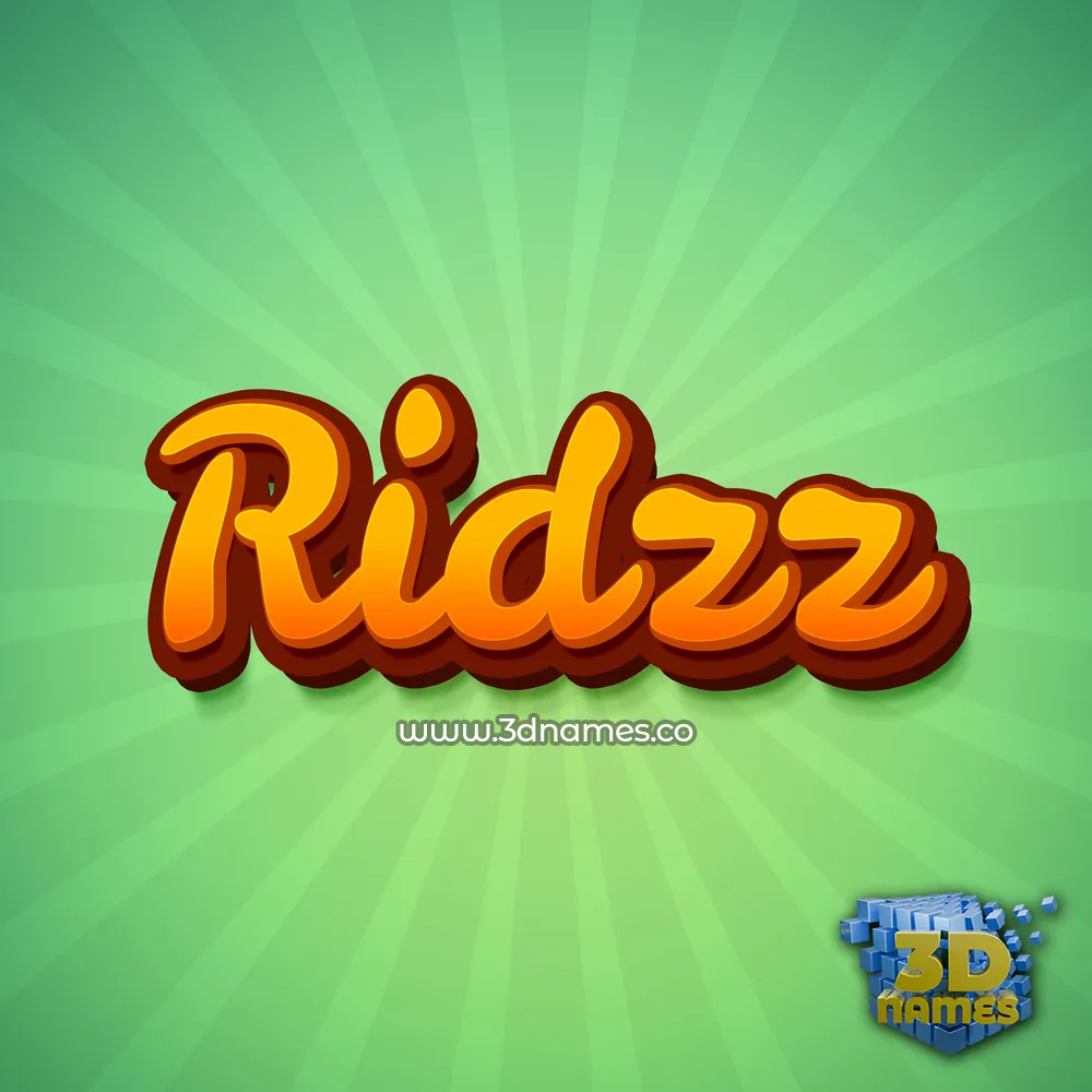 ridzz in Green Rays style - 3D name wallpaper