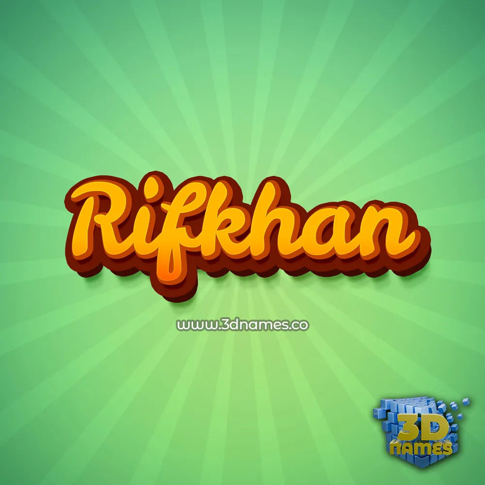 rifkhan in Green Rays style - 3D name wallpaper