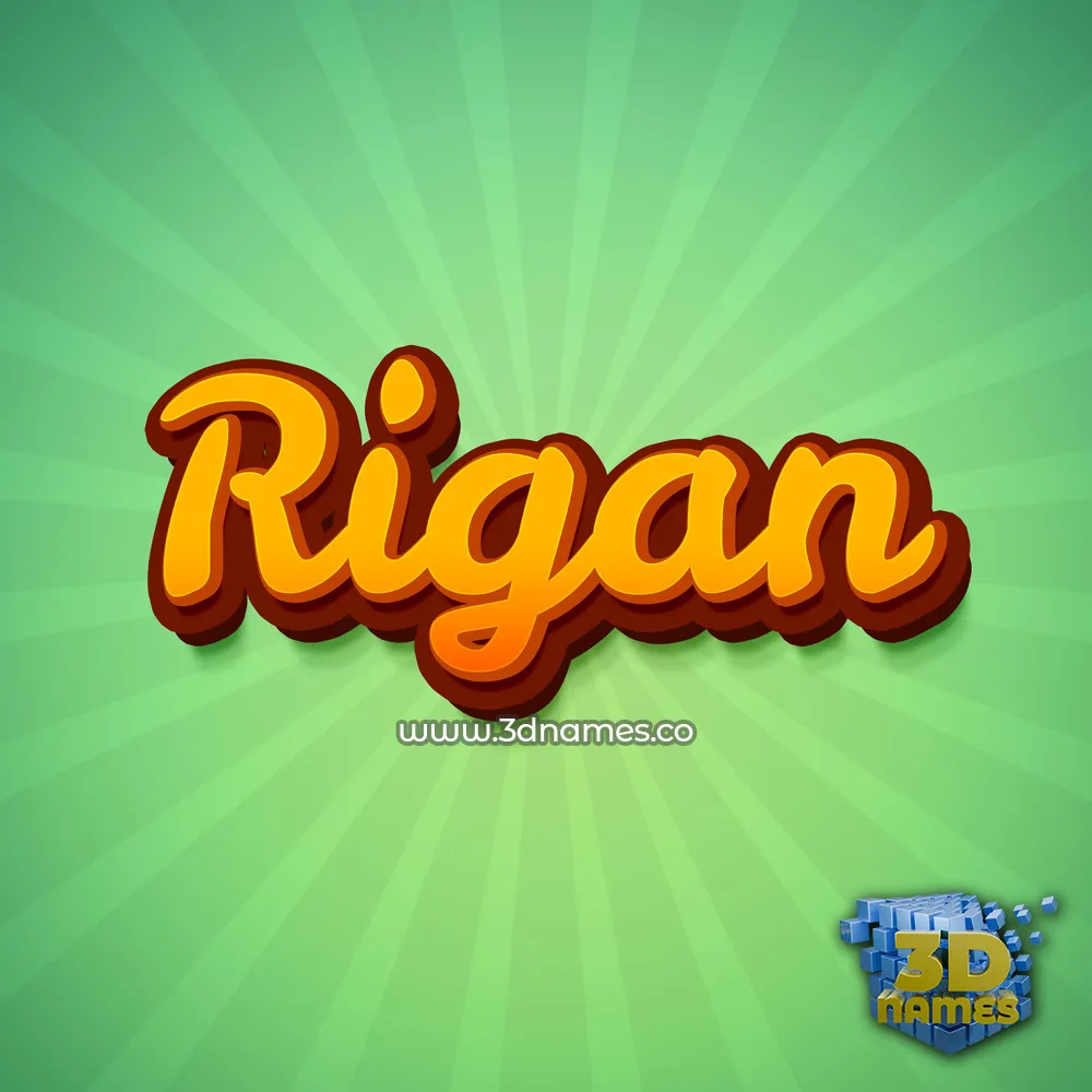 rigan in Green Rays style - 3D name wallpaper