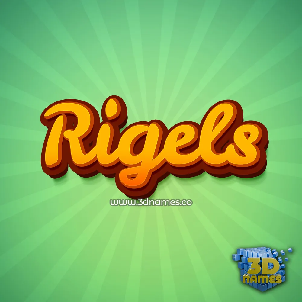 rigels in Green Rays style - 3D name wallpaper