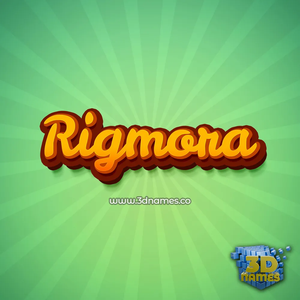 rigmora in Green Rays style - 3D name wallpaper