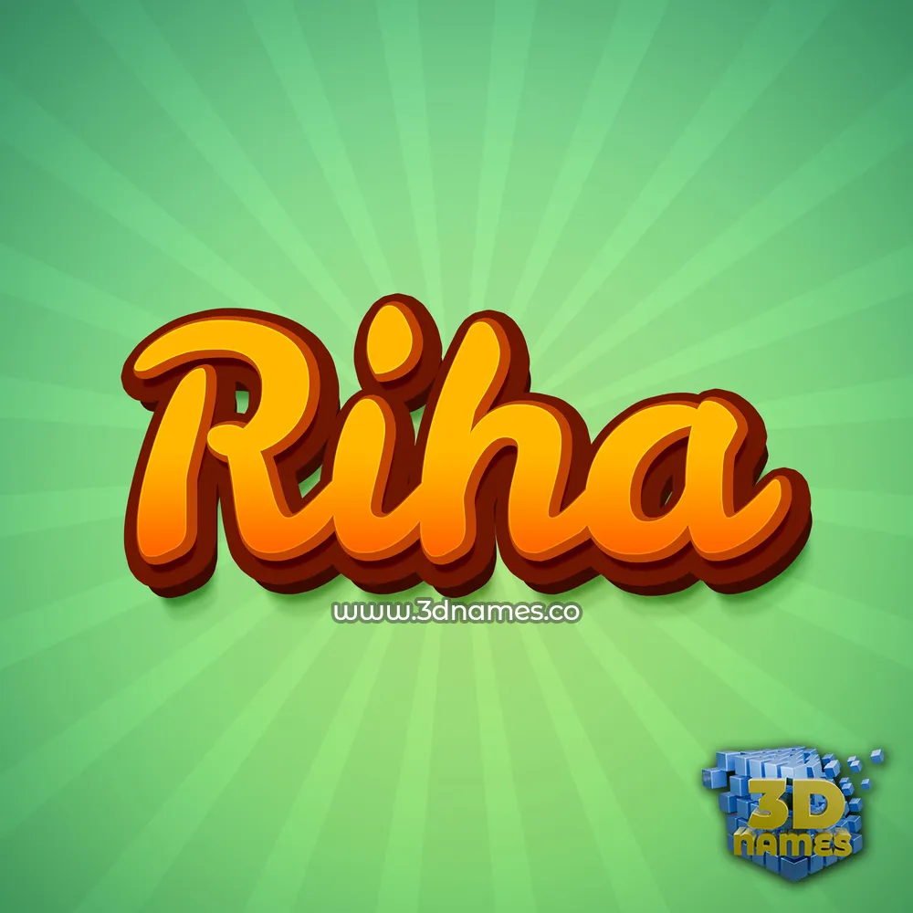 riha in Green Rays style - 3D name wallpaper