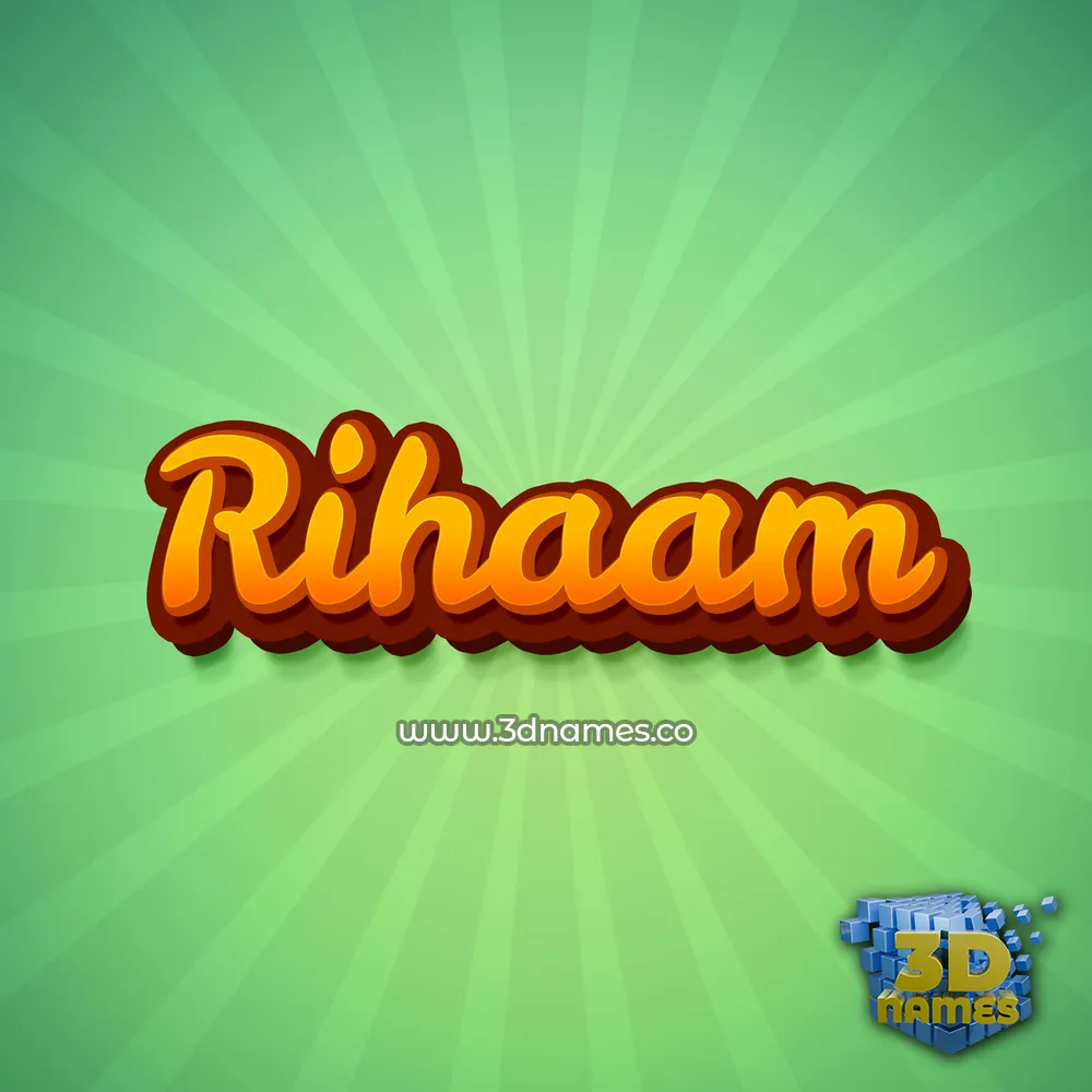 rihaam in Green Rays style - 3D name wallpaper