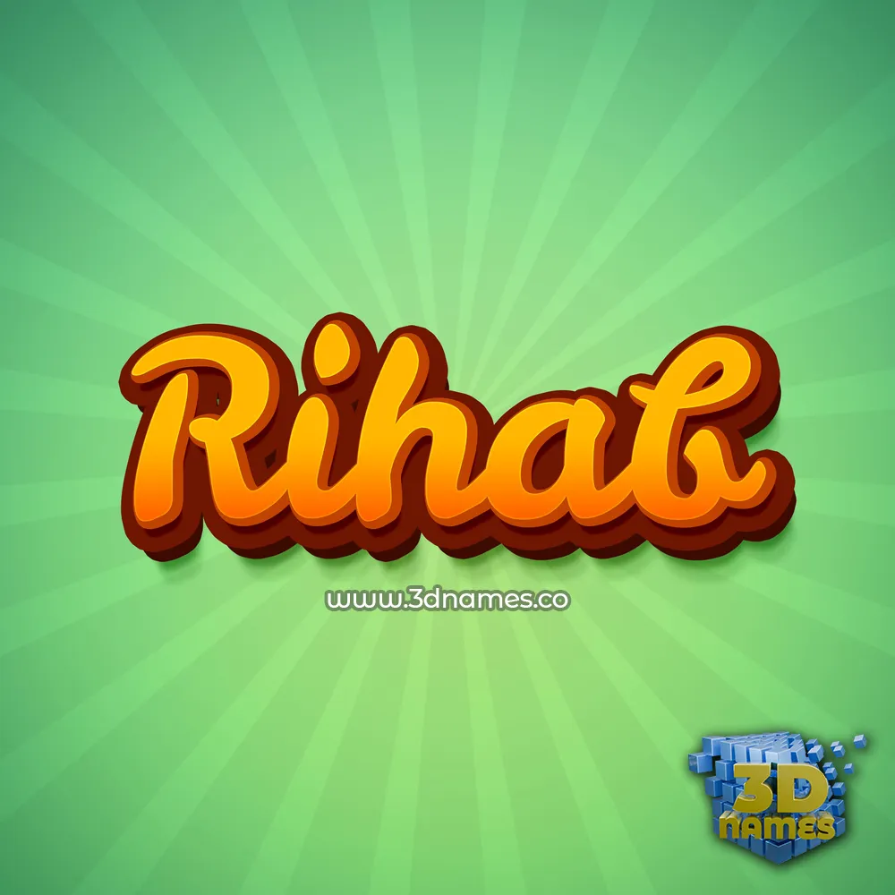 rihab in Green Rays style - 3D name wallpaper