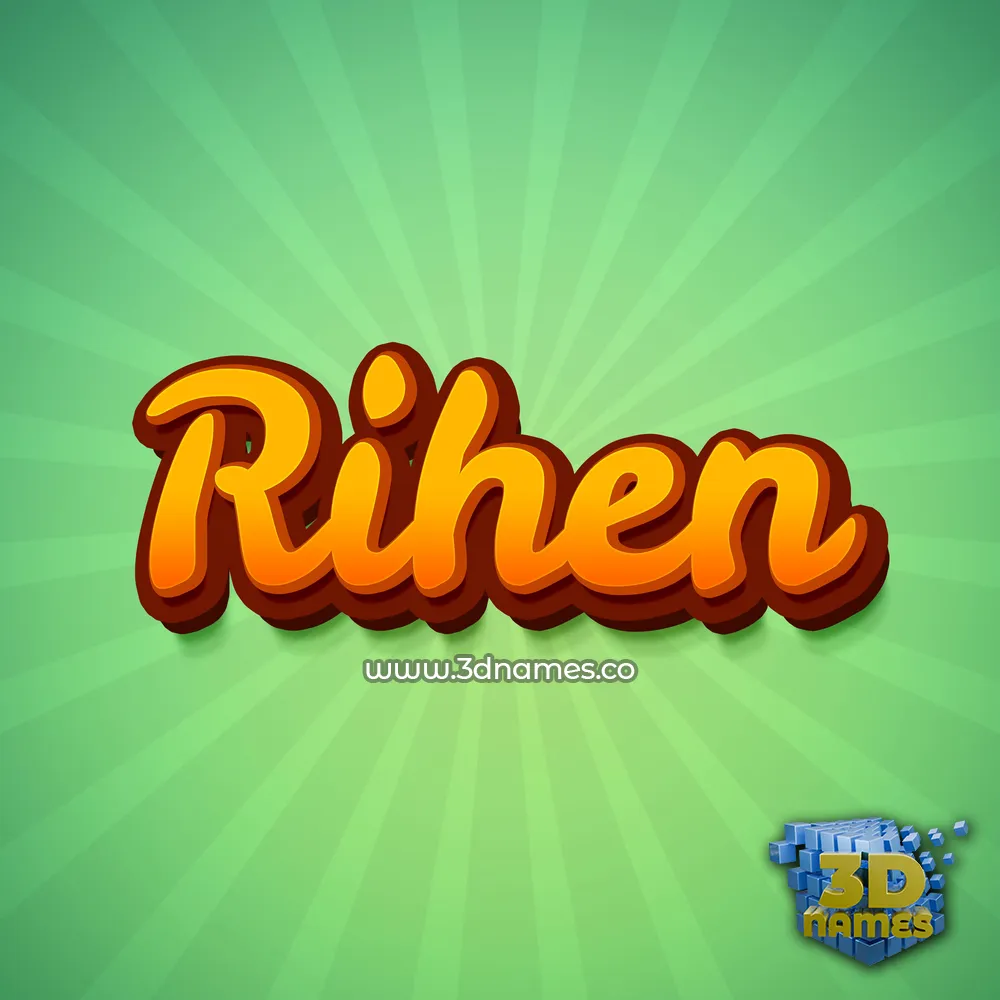 rihen in Green Rays style - 3D name wallpaper