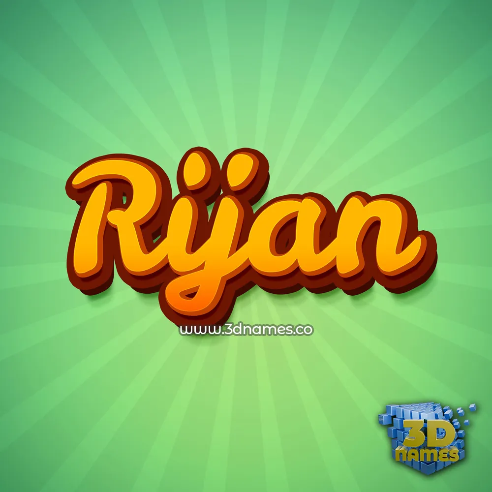 rijan in Green Rays style - 3D name wallpaper