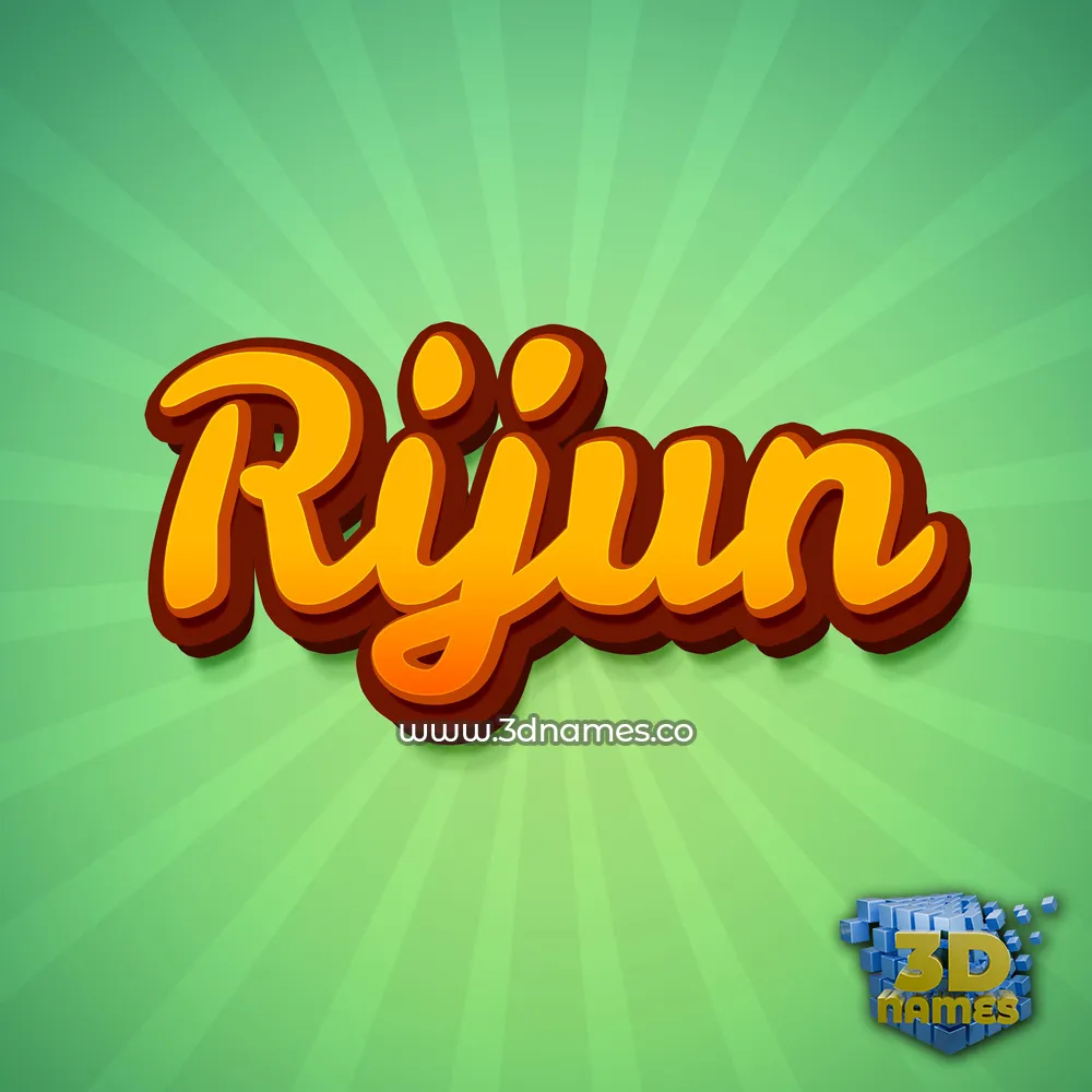 rijun in Green Rays style - 3D name wallpaper