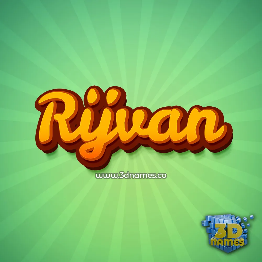 rijvan in Green Rays style - 3D name wallpaper