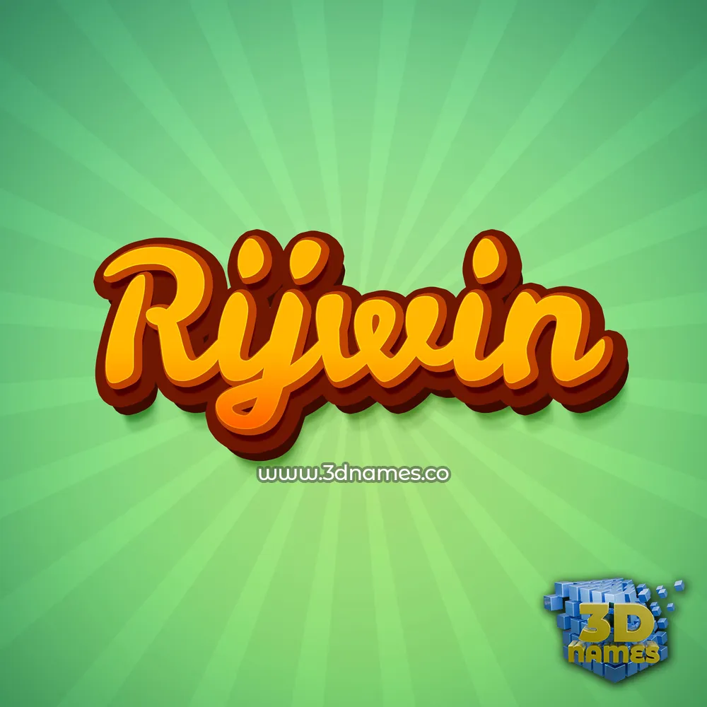 rijwin in Green Rays style - 3D name wallpaper