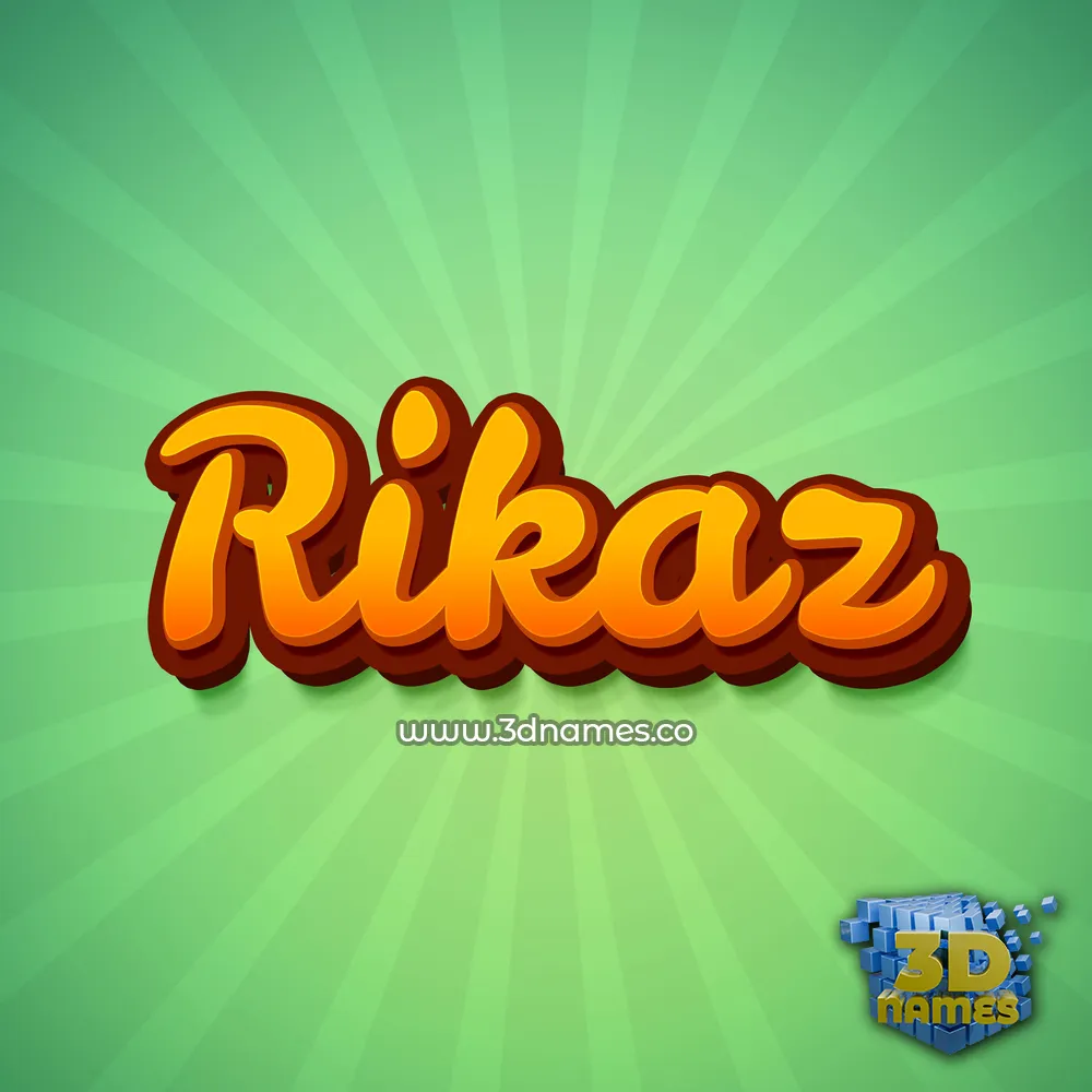 rikaz in Green Rays style - 3D name wallpaper