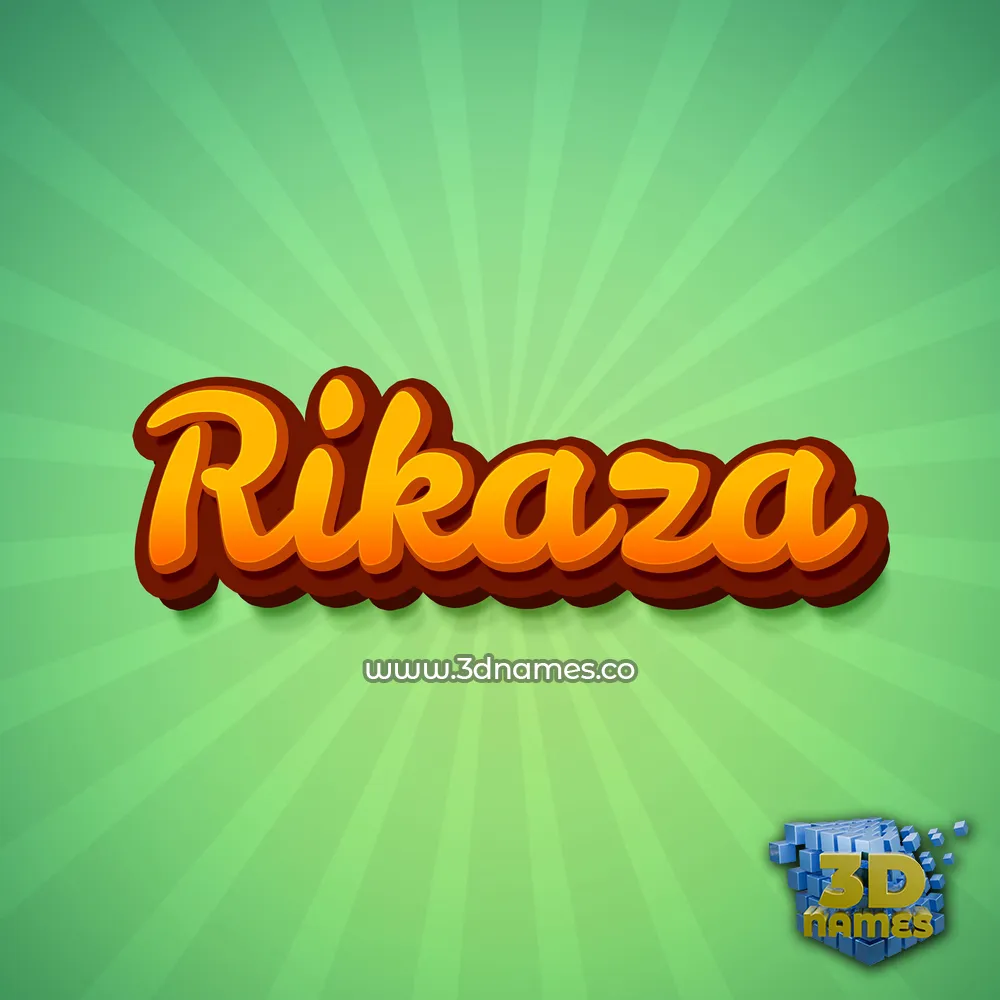 rikaza in Green Rays style - 3D name wallpaper