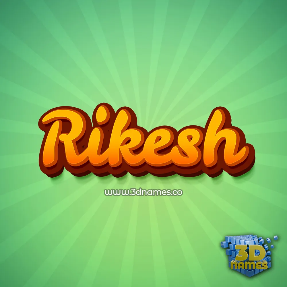 rikesh in Green Rays style - 3D name wallpaper