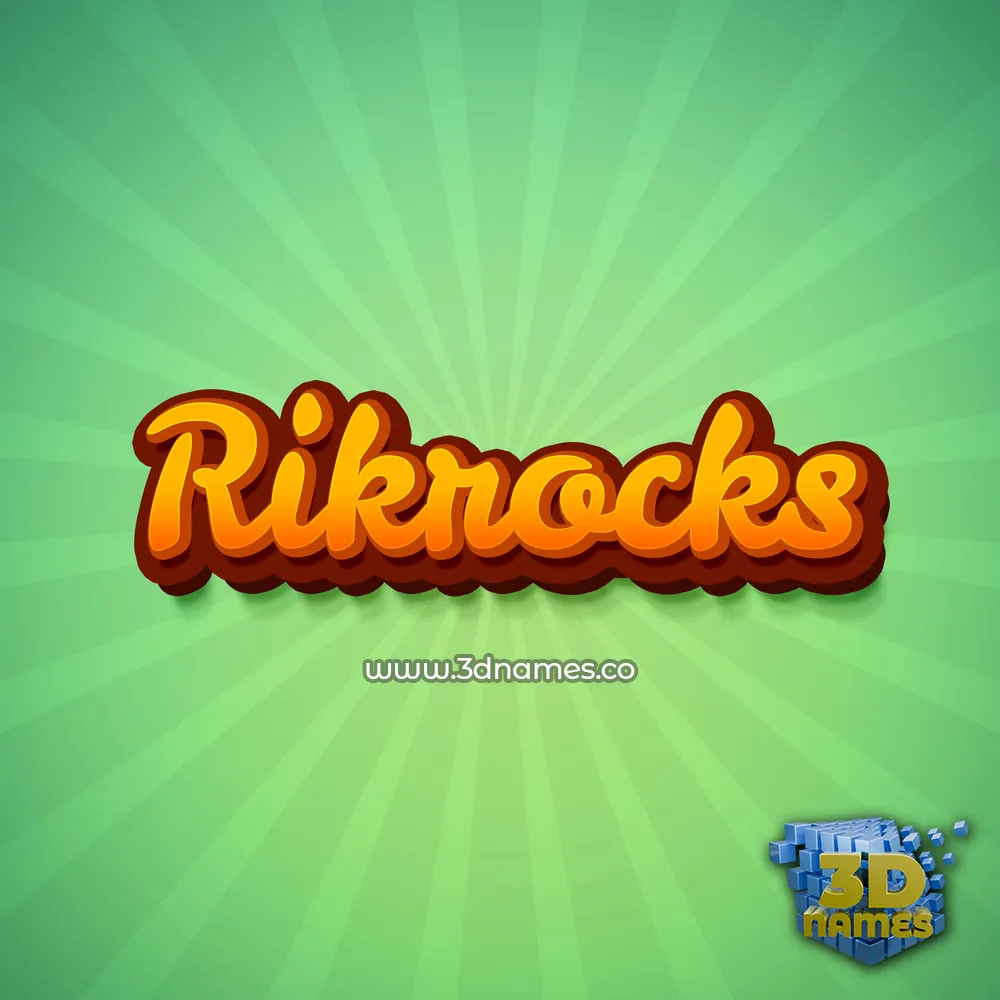 rikrocks in Green Rays style - 3D name wallpaper