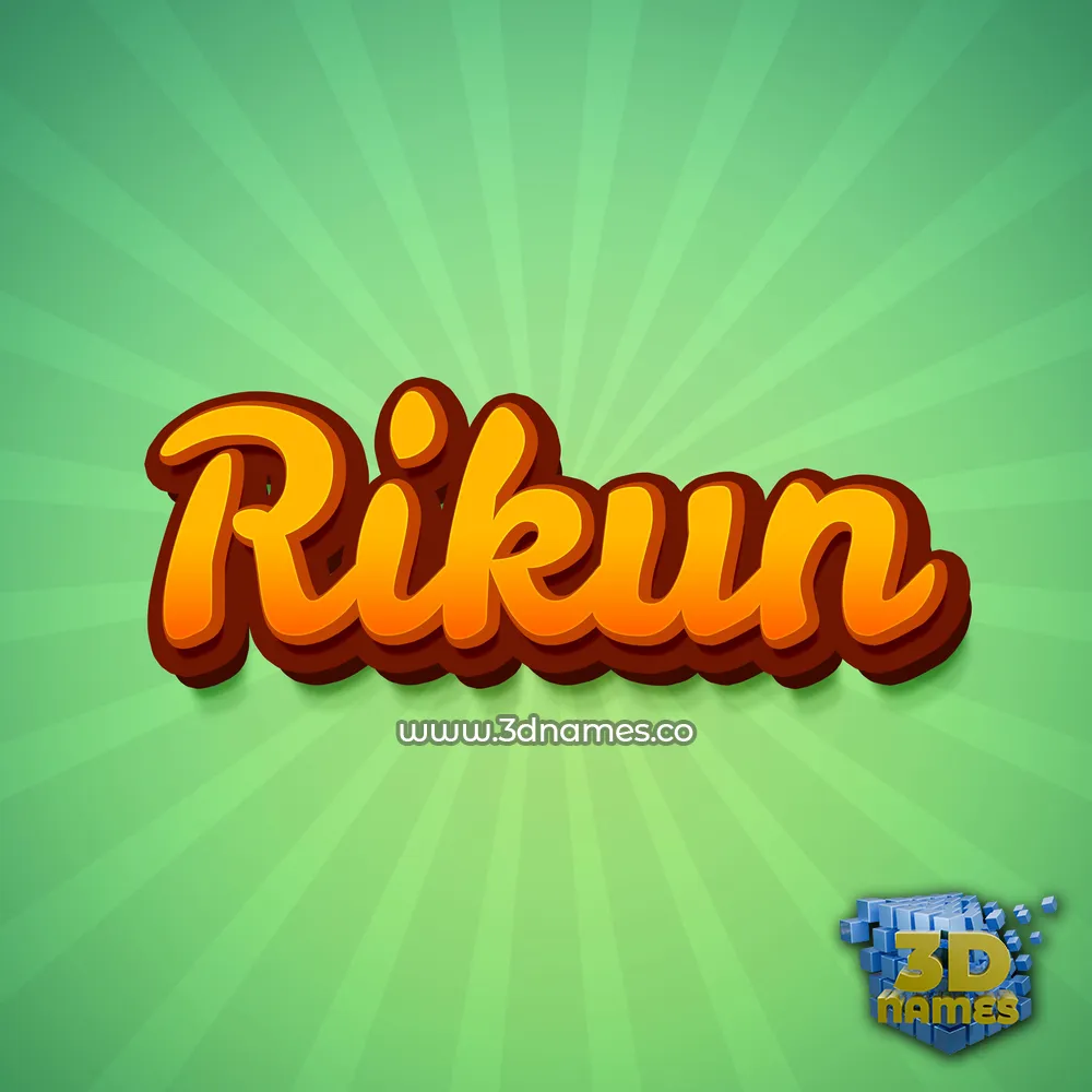 rikun in Green Rays style - 3D name wallpaper