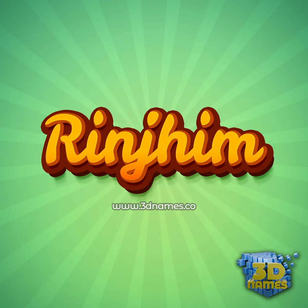 rinjhim in Green Rays style - 3D name wallpaper