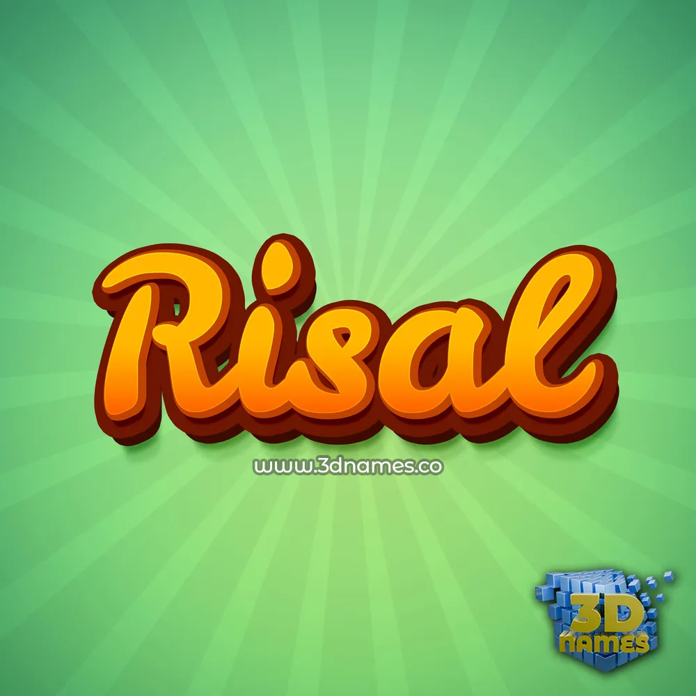 risal in Green Rays style - 3D name wallpaper