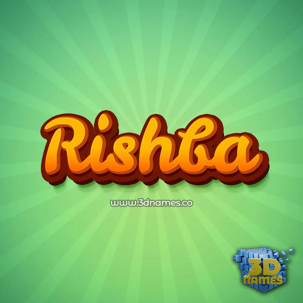 rishba in Green Rays style - 3D name wallpaper