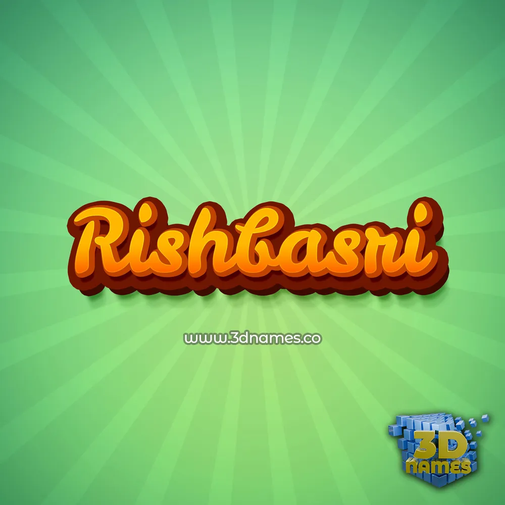 rishbasri in Green Rays style - 3D name wallpaper