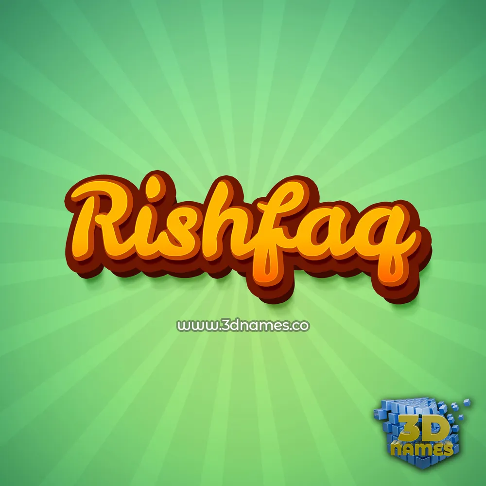 rishfaq in Green Rays style - 3D name wallpaper
