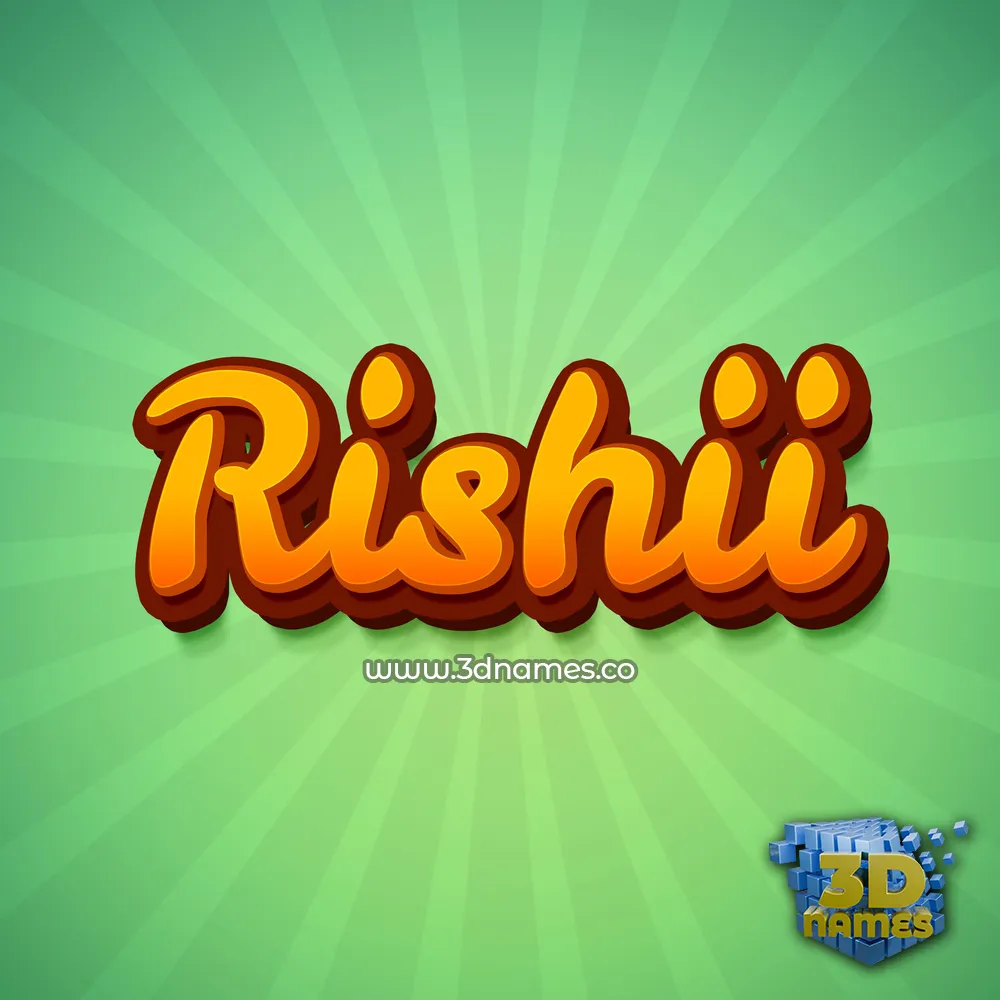 rishii in Green Rays style - 3D name wallpaper
