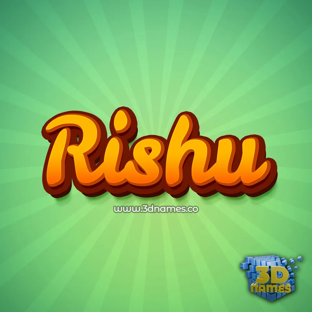 rishu in Green Rays style - 3D name wallpaper