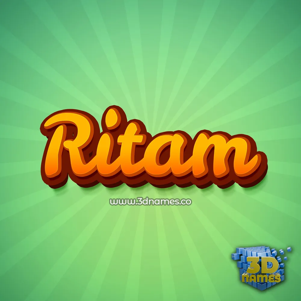 ritam in Green Rays style - 3D name wallpaper