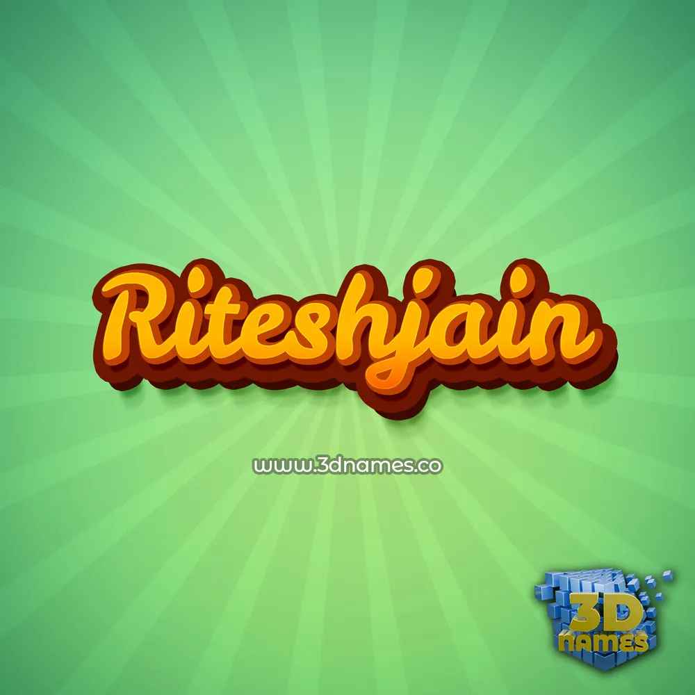 riteshjain in Green Rays style - 3D name wallpaper