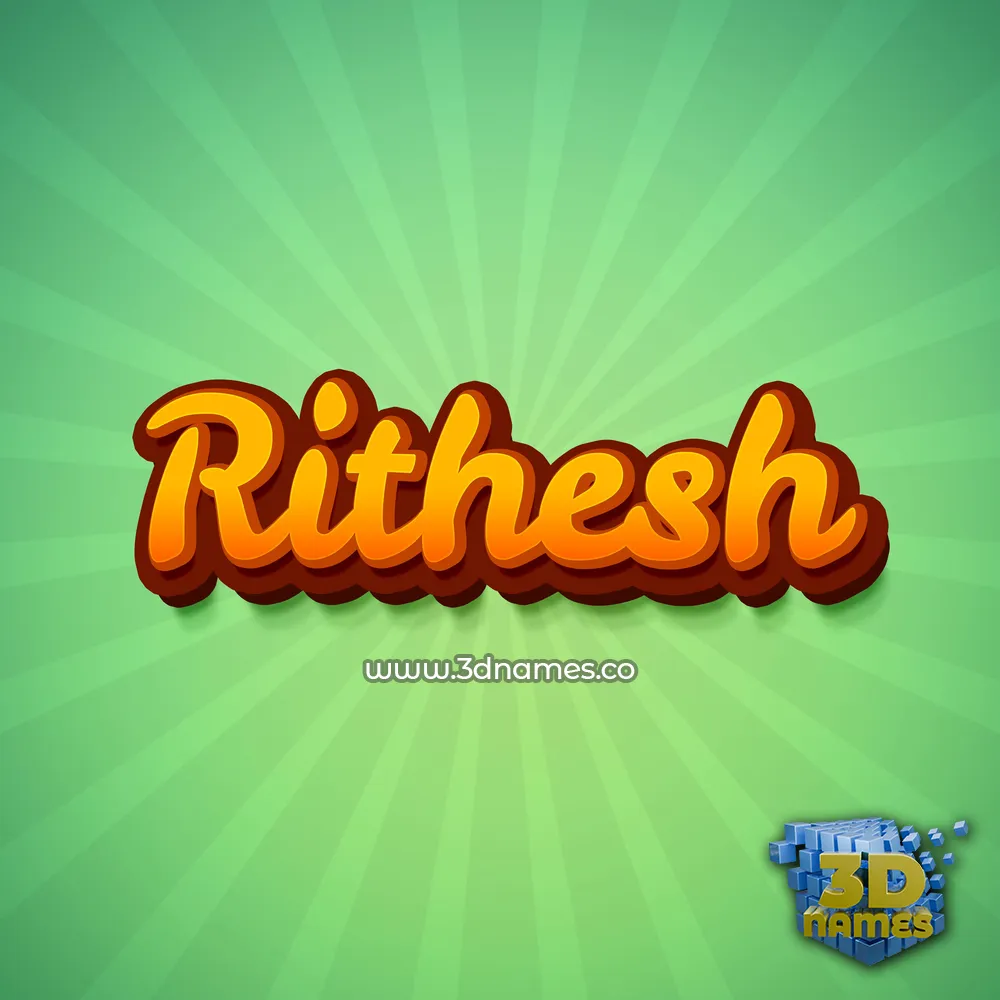 rithesh in Green Rays style - 3D name wallpaper