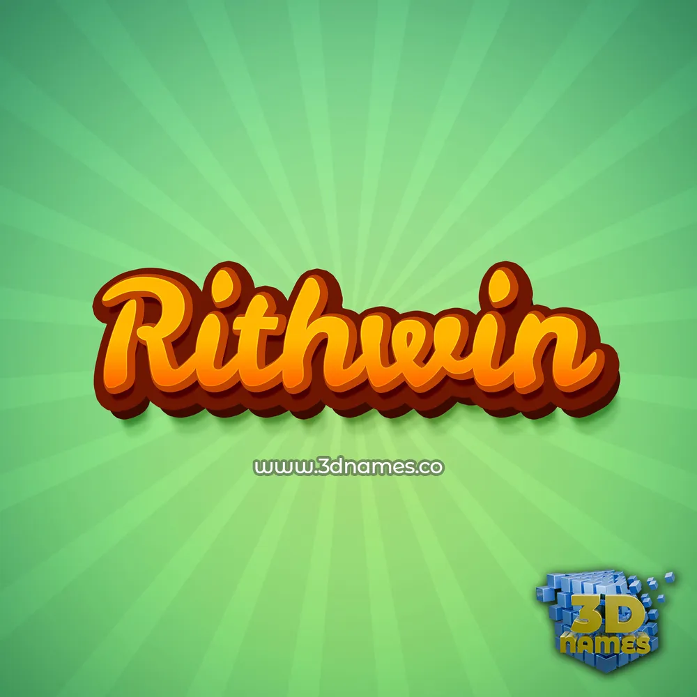 rithwin in Green Rays style - 3D name wallpaper