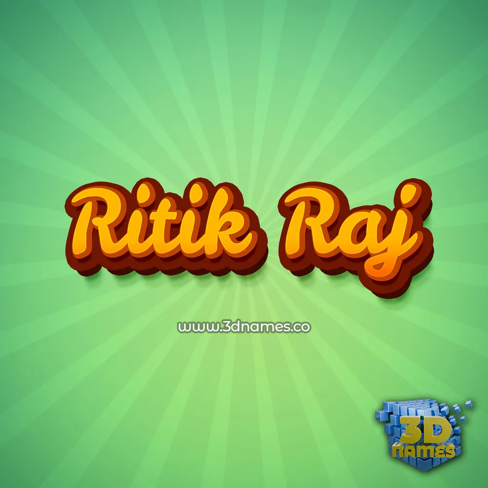 ritik raj in Green Rays style - 3D name wallpaper