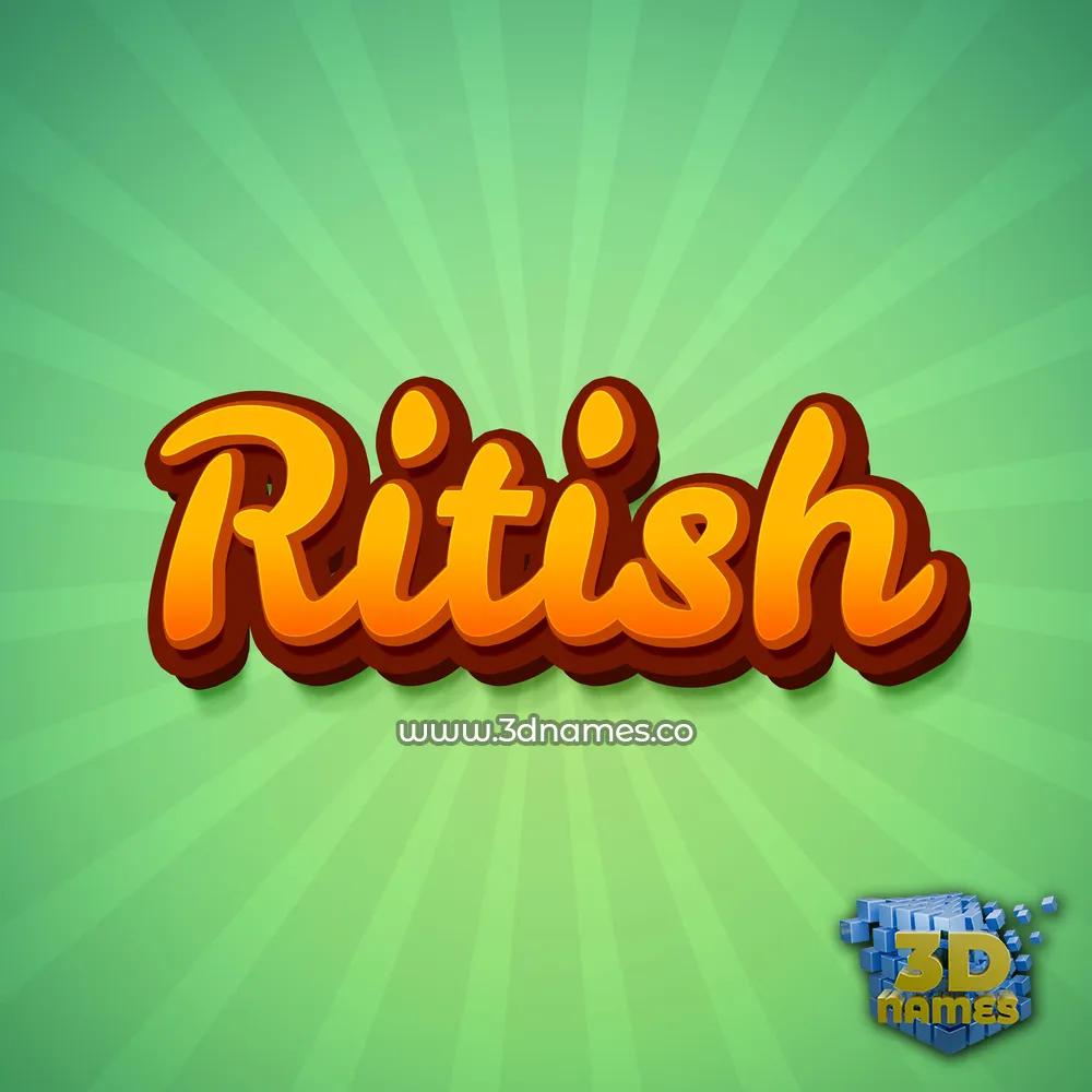 ritish in Green Rays style - 3D name wallpaper
