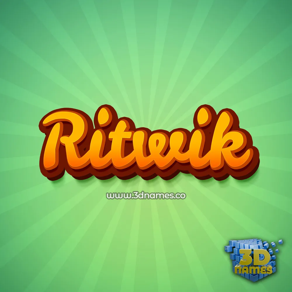 ritwik in Green Rays style - 3D name wallpaper